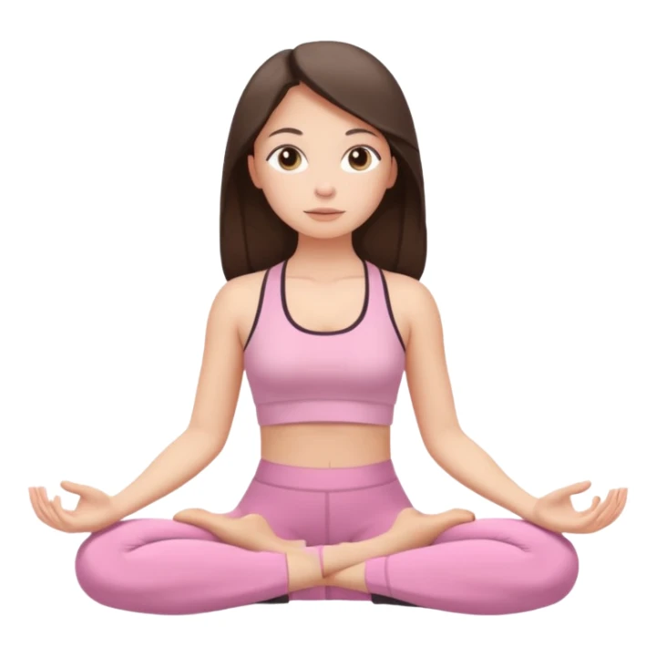 white brunette girl in light pink workout clothes meditating sticker