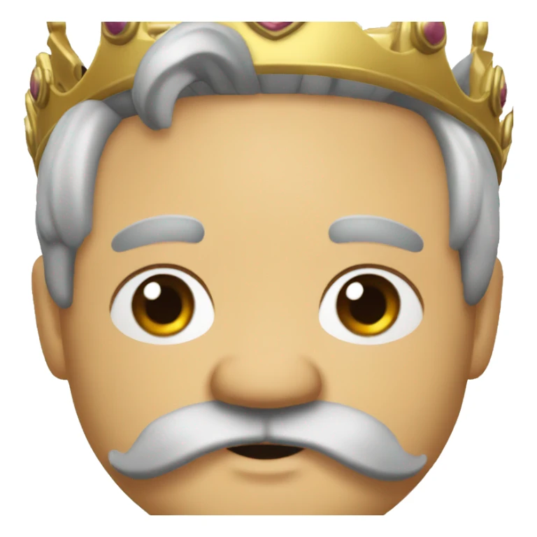 create a emoji of an old chubby man with black hair and black mustache and beard wearing a crown like a king sticker