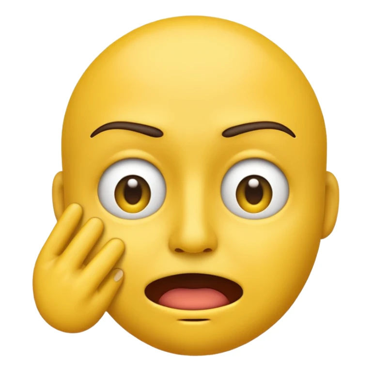 A straight face emoji with a slight look of disgust, a horizontal hand where the neck would be. All yellow. It should be a normal emoji with no body parts except the floating hand sticker