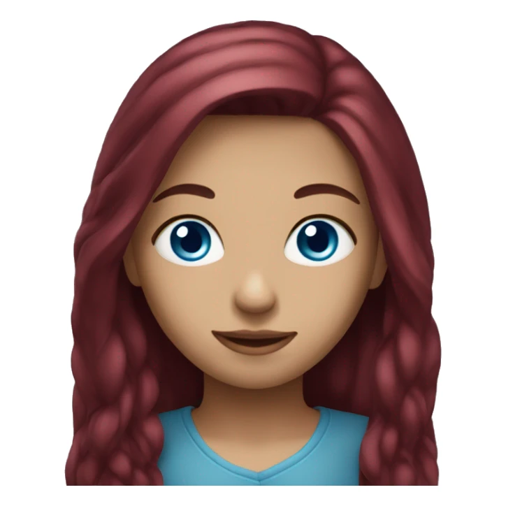  girl with burgundy long hair and blue eyes sticker
