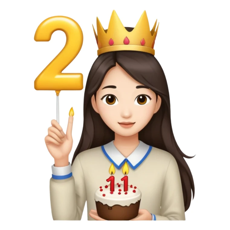 Asian girl long brunette hair 21st birthday  sticker