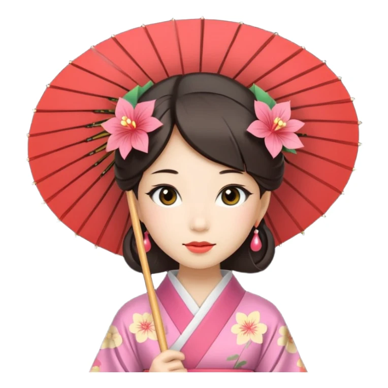 Japanese Princess  with paper umbrella sticker