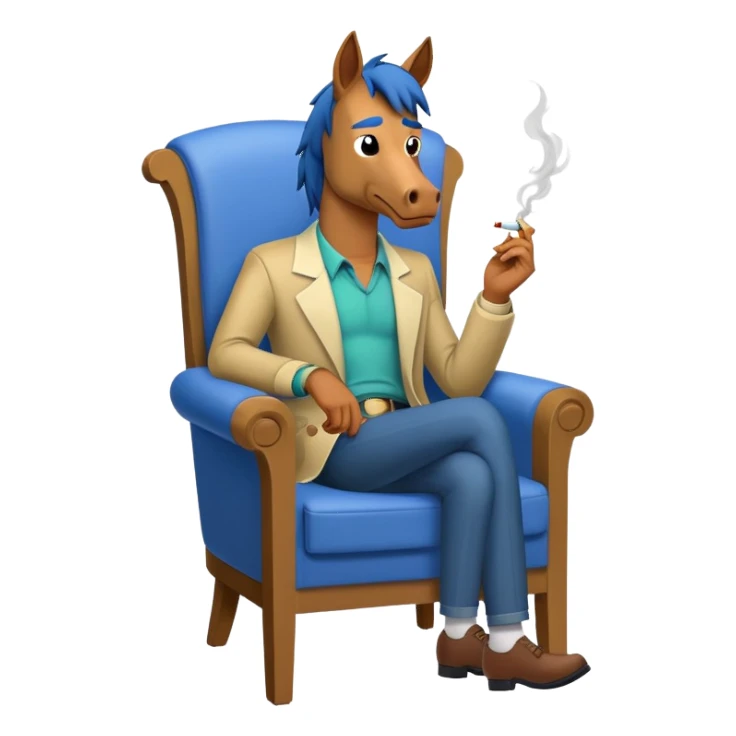 emoji with Bojack smoking on a chair sticker