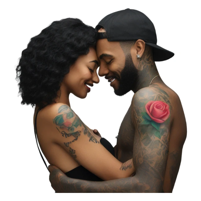 Photo model tattooed couple hugging  sticker