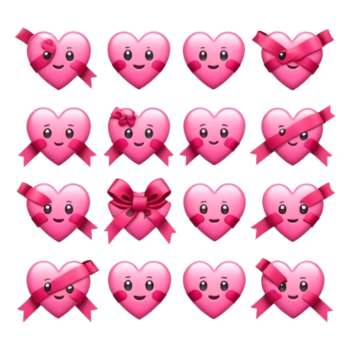 Cute hearts emojis love emojis with ribbons sticker