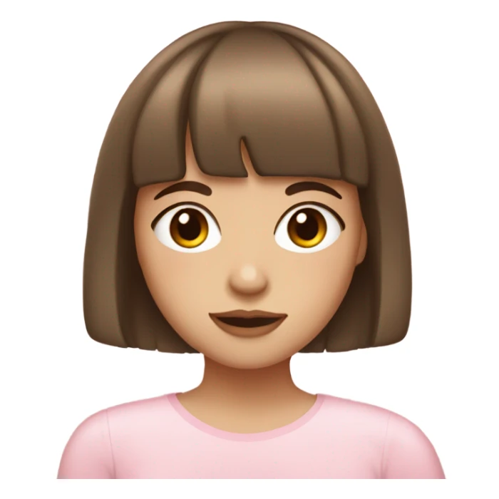 Woman 22 years old, Brown hair with bangs and light Eyes - Girly Pink aesthetic sticker