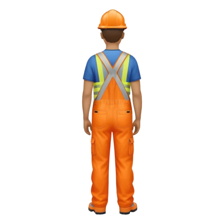 man in orange hi-vis overalls facing away sticker