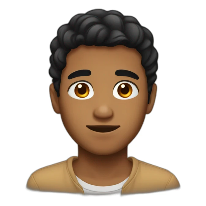 half brown boy with brown eyes and half black hair sticker
