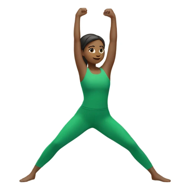 A girl does stretching in a green suit sticker