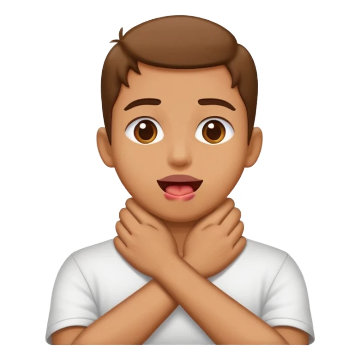 person holding neck crossed hands tongue out  sticker