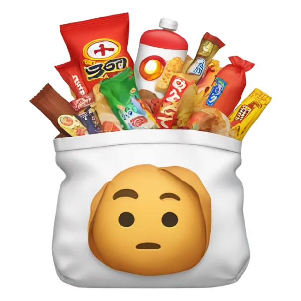 white and red bag full of asian snacks sticker