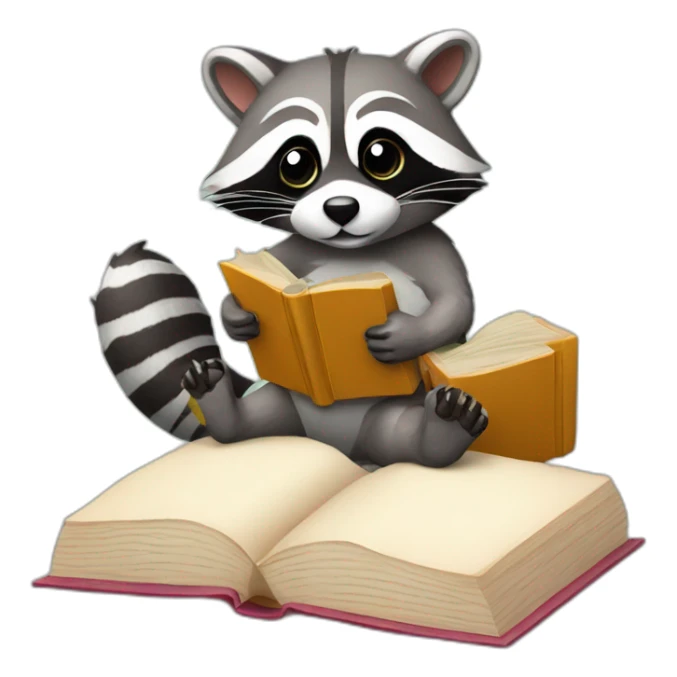 Raccoon with a plaster cast and a book sticker