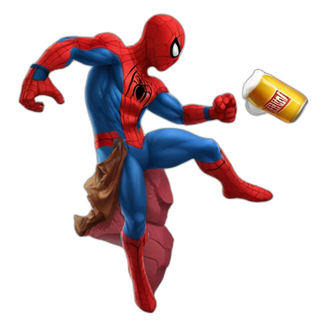 Spider man fight iron man with a beer sticker