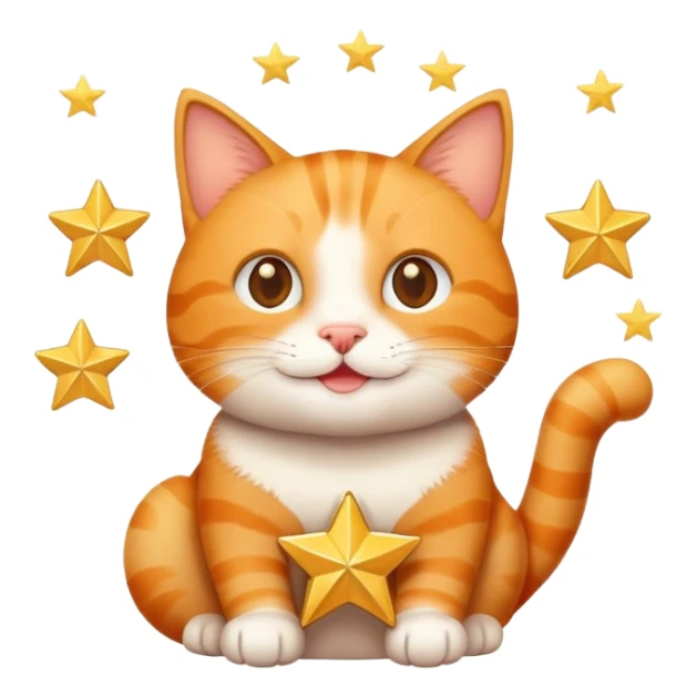 Happy Cat holding 5 stars  sticker