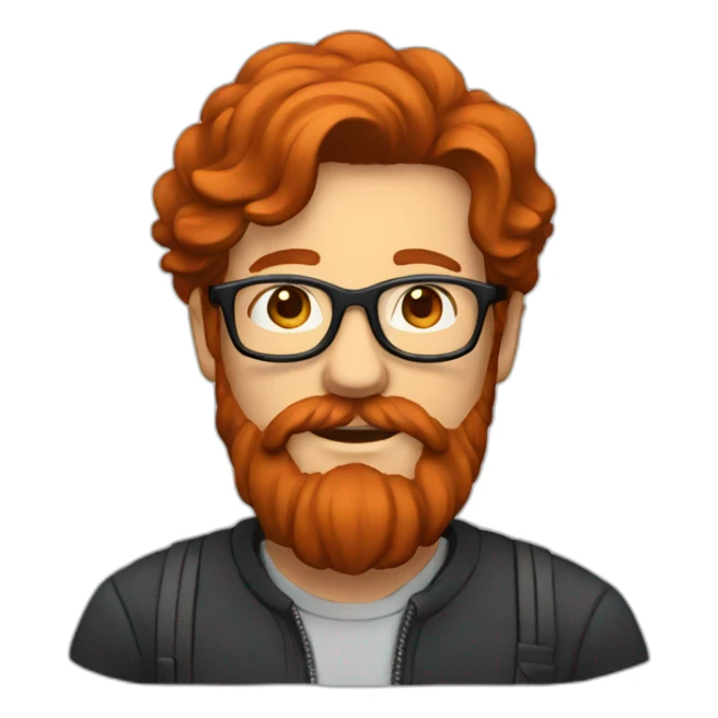 Long red hair man with beard and glasses sticker