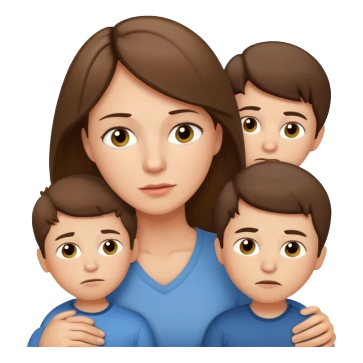 Exhausted Light brunette beautiful mom with 3 sons sticker
