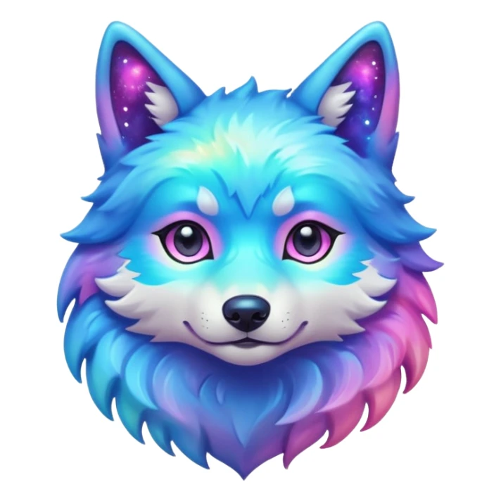 kawaii cute colorful shiny pastel nebula wolf sticker