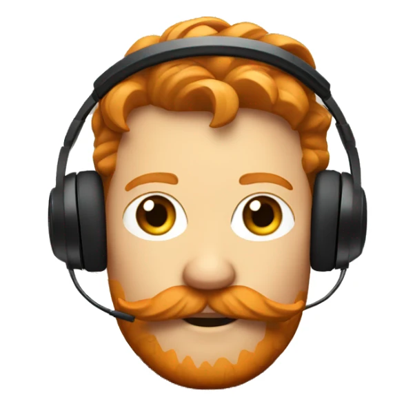 ginger with mustache and Sony over ear headphones sticker