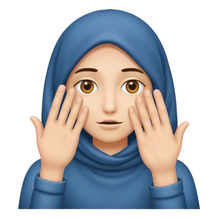 Covering the face with hands and peeping through your finger sticker