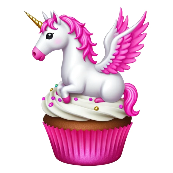 neon pink glittery pegasus unicorn pooping cupcakes sticker