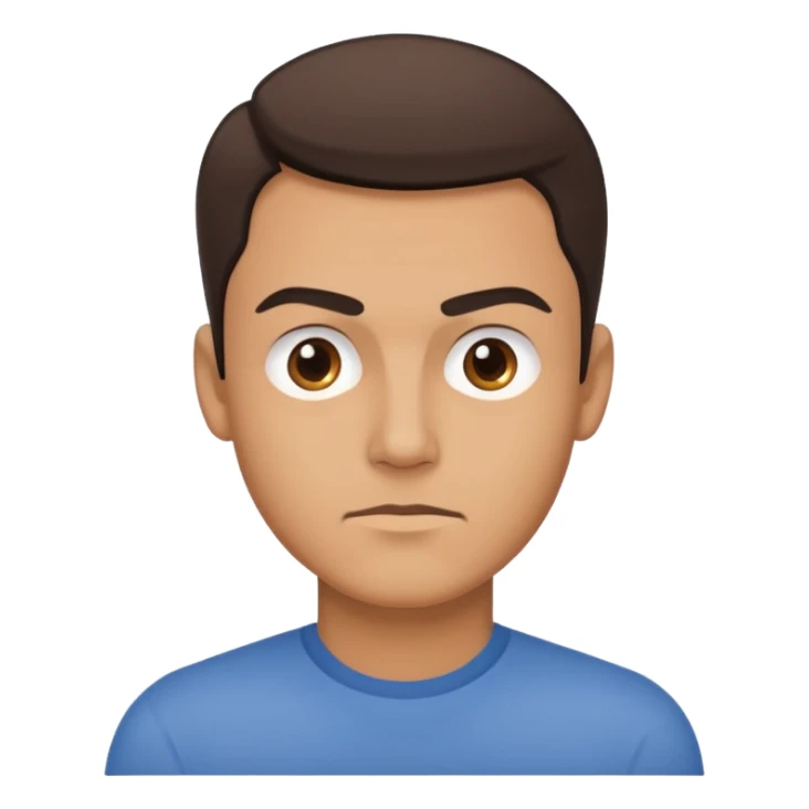 Generate a sarcastic emoji or sticker in a minimal flat-design style.  
The emoji should display a confident “nah, not today” attitude:  
- raised eyebrow  
- slight smirk  
- subtle eye-roll or side glance  
- man sticker