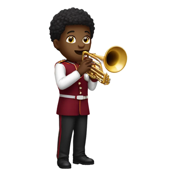 black boy playing trumpet wearing maroon uniform sticker