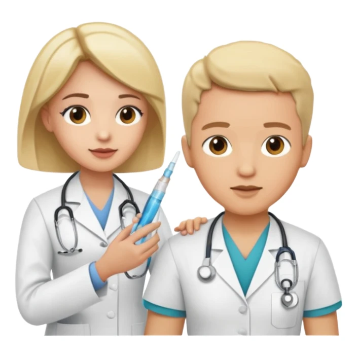 Doctor give nurse an injection  sticker