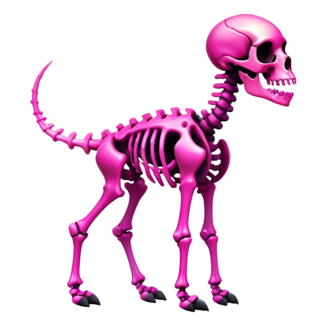 A black and pink gradient epic shiny cool edgy skeletal animal, full body sticker