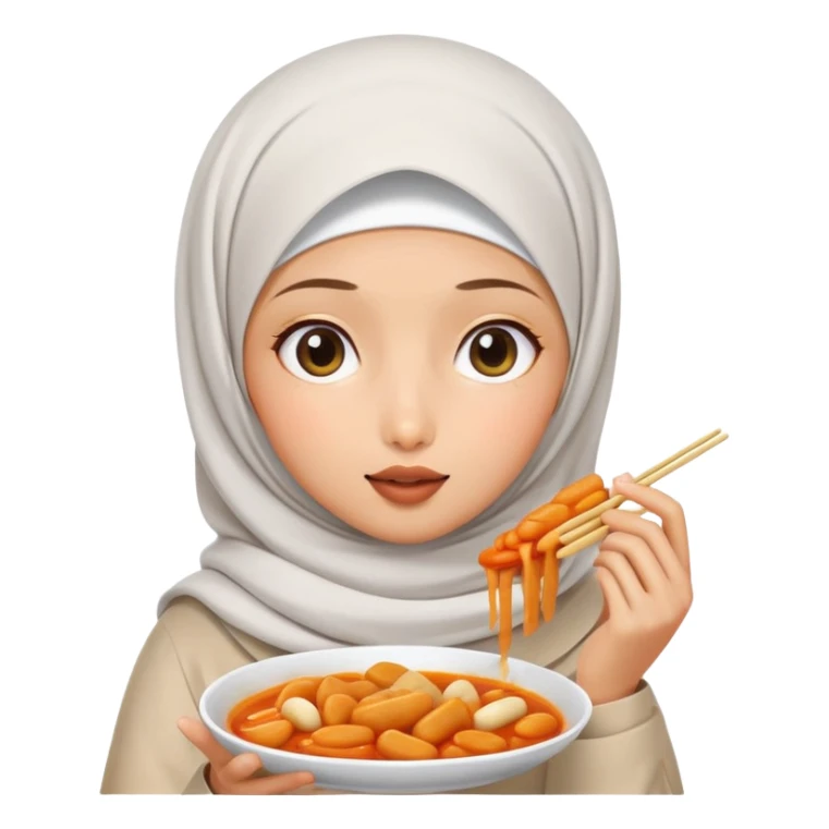Girl wearing hijab and tteokbokki sticker