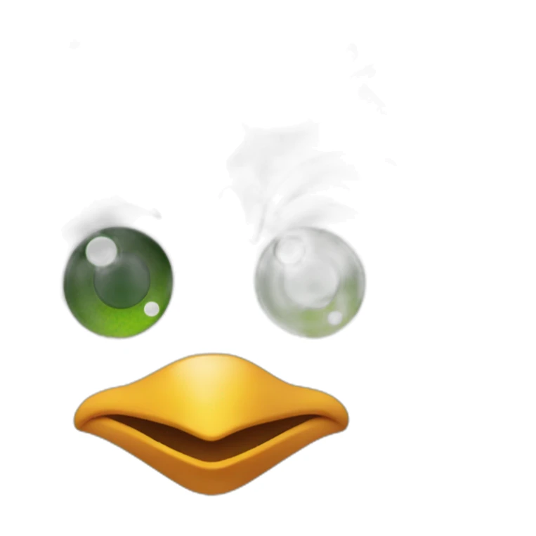 penguin head with green mowhawk and sliced spa beauty cucumbers on his eyes sticker