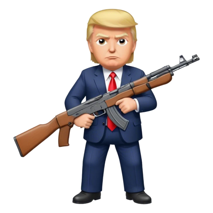 Donald trump cartoon with an ak47 sticker