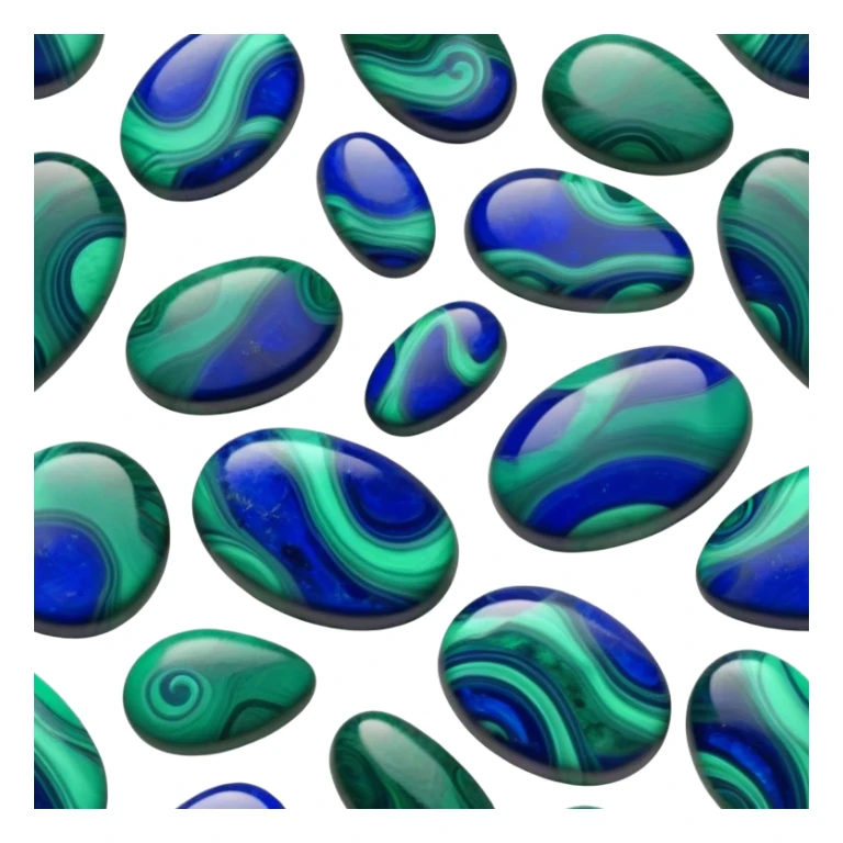 Smooth polished cabochon of azurite-malachite with deep blue and emerald green swirls sticker
