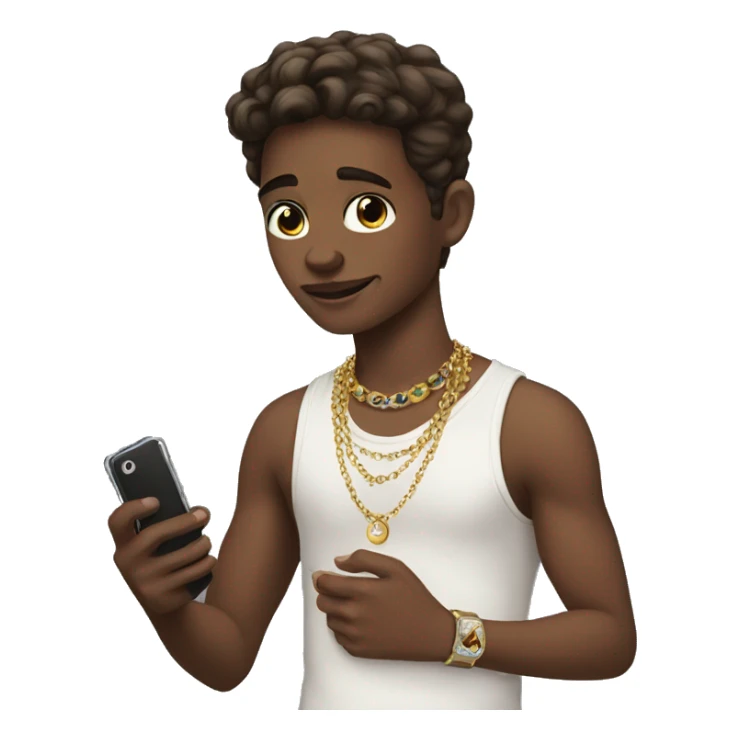 boy with phone and jewelry same but brunette sticker