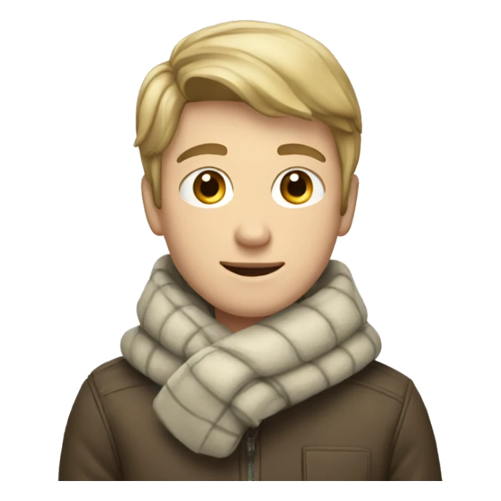 white young man with a warm jacket and scarf sticker
