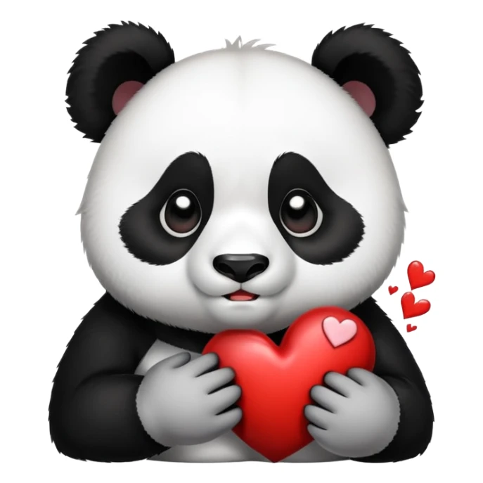 Girl panda tearing up a heart sticker