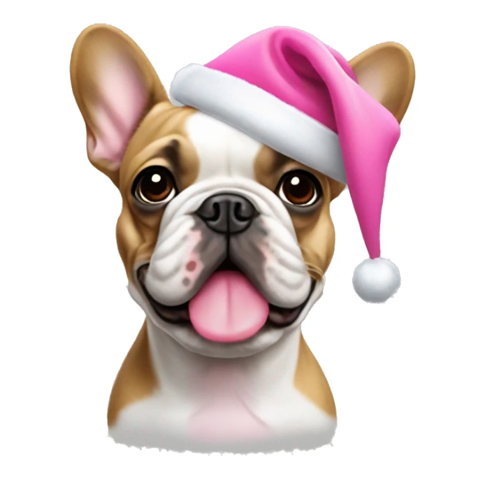 french bulldog with pink christmas hat sticker