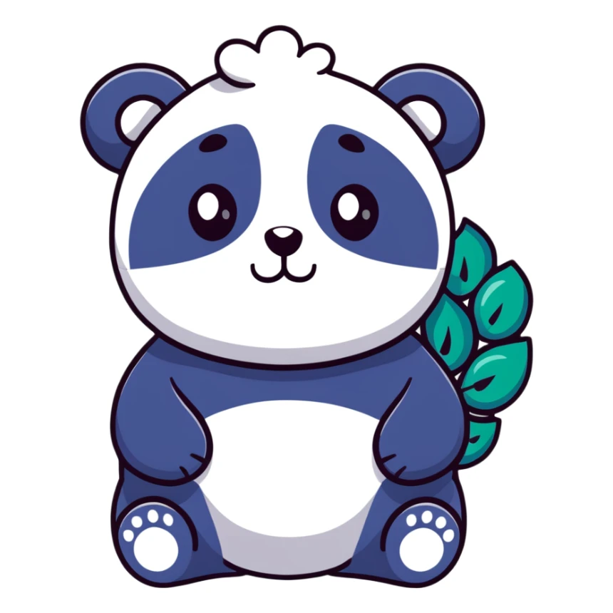 Chubby panda with peacock tail and sparkly eyes sticker
