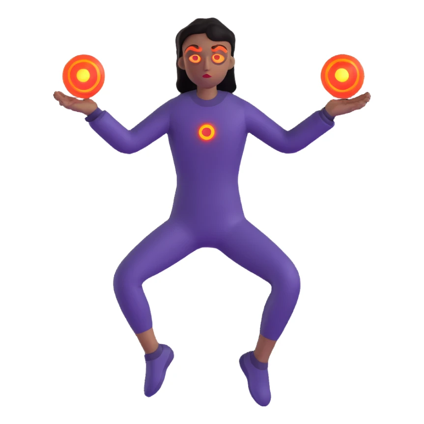 person with glowing eyes using telekinesis to levitate objects sticker