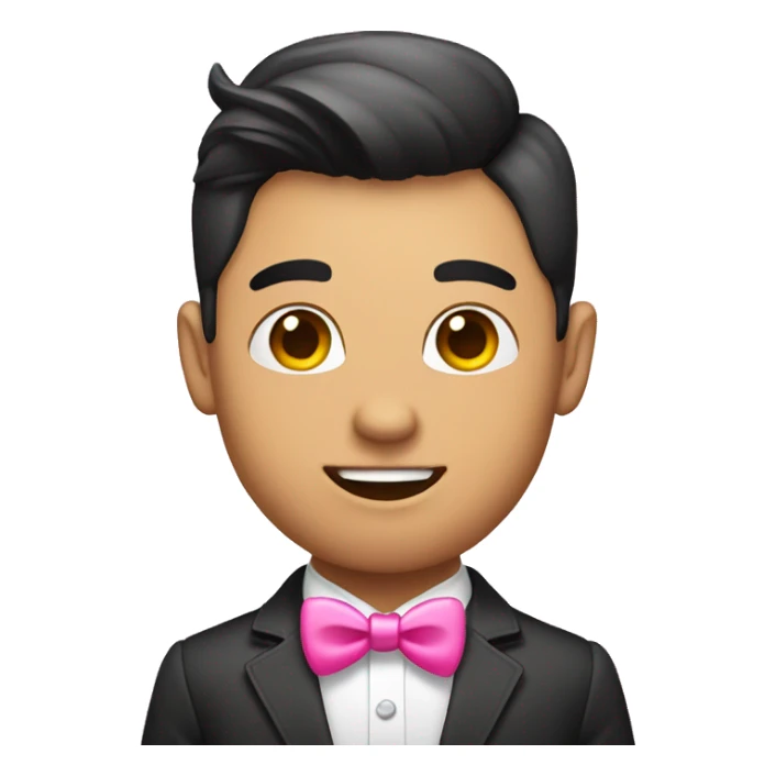 a Asia Cute Gay headhunter with pink bow tie and shiny heart eyes sticker