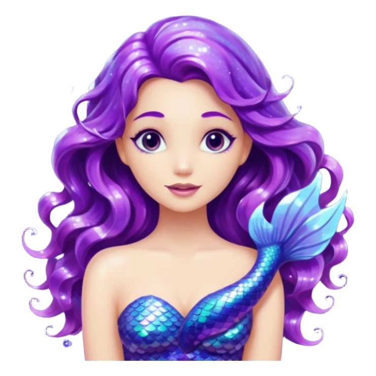 glitter purple mermiad sticker