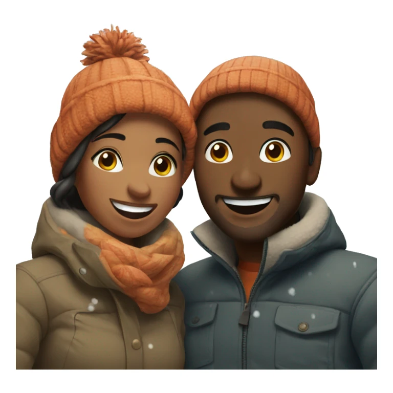 happy couple outdoors in snow sticker