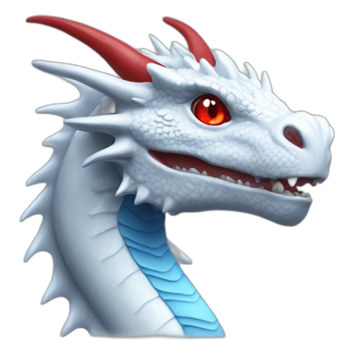 White dragon with red eyes and blue tongue sticker