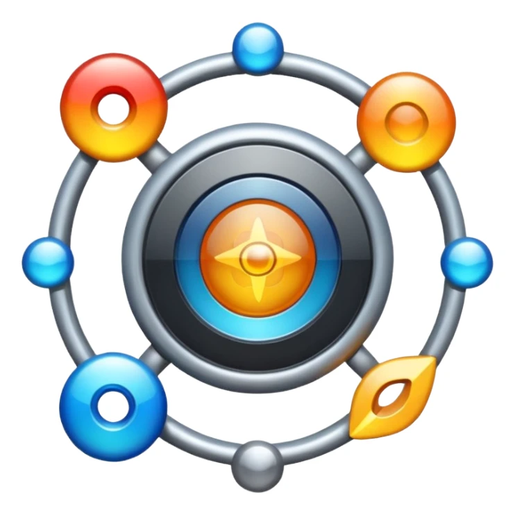 create a physics emoji which does not have any element of biology or chemistry in it. must contain hints of all the branches of physics sticker