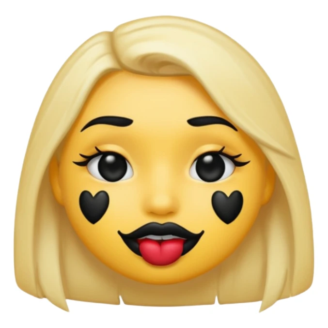 an emoji with black lipstick kiss marks on face sticker