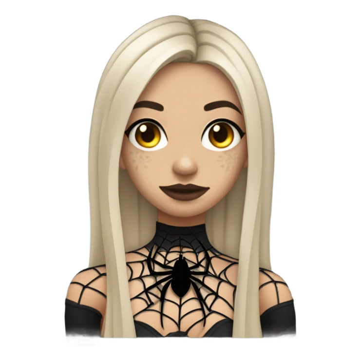tan goth girl with spiderweb shoulder tattoo and medium length hair sticker