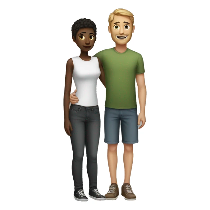 tall guy with short girl  sticker