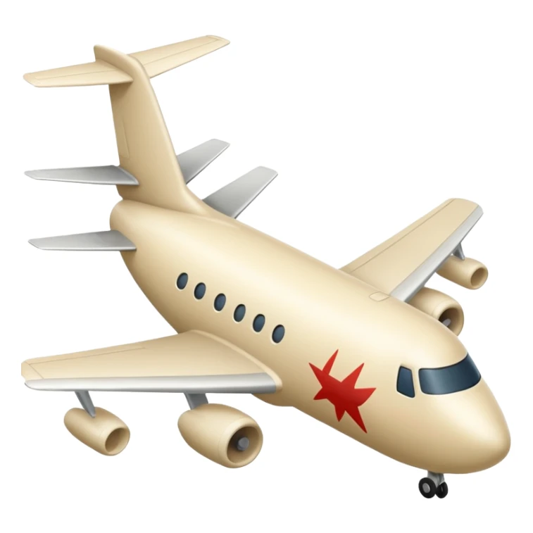 light beige (milky) airplane, Apple emoji style, no text sticker