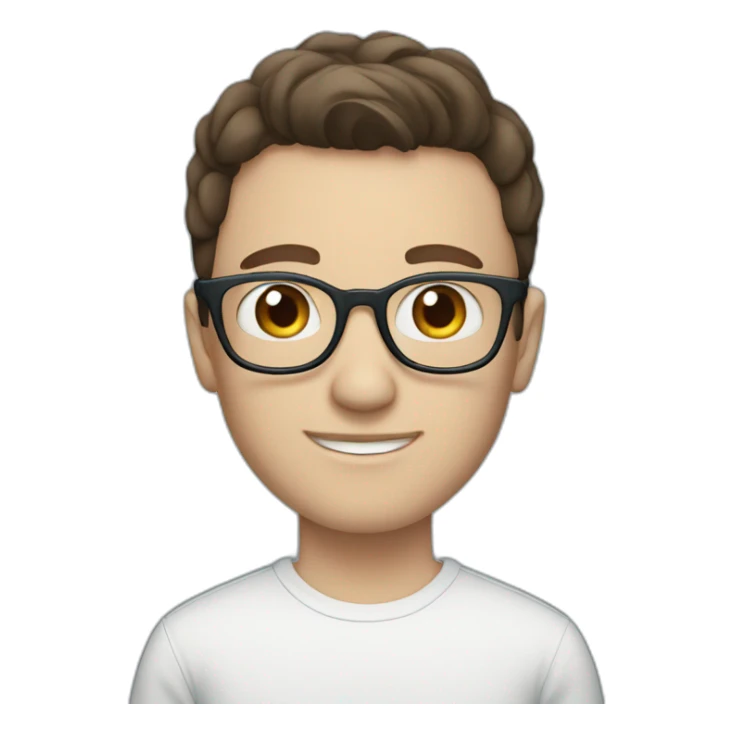 Brunette white boy with blue eyes with glasses sticker