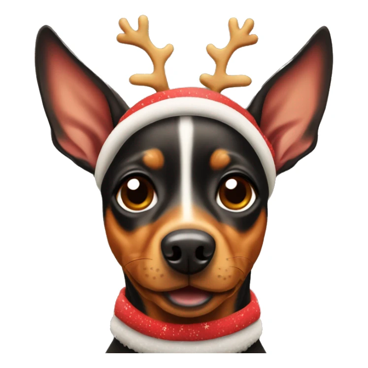 Cute cartoon miniature pinscher dog dressed like a reindeer sticker