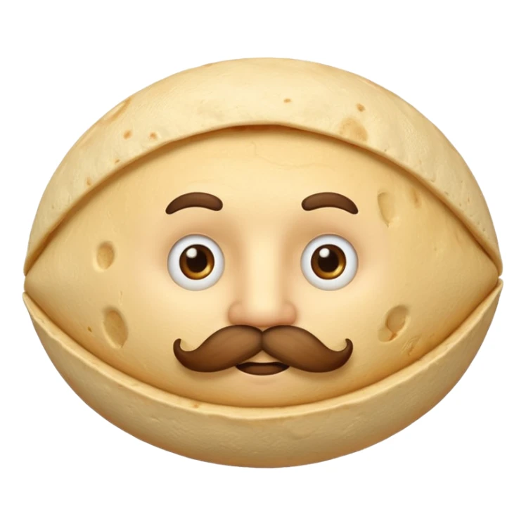 a fresh "Flting" flour tortilla football with a mustache sticker